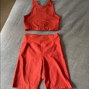 Girlfriend collective bike short & bra/crop tank set